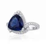 Lab Grown Triangle Sapphire Ring 10K Gold 2