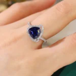 Lab Grown Triangle Sapphire Ring 10K Gold 3