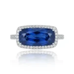 Mens Elongated Cushion Lab Sapphire Ring 10K 1