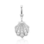 Scallop Shell Pendant Lab Diamond 14K Gold 1