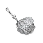 Scallop Shell Pendant Lab Diamond 14K Gold 2