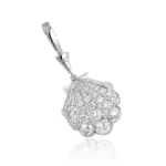 Scallop Shell Pendant Lab Diamond 14K Gold 3