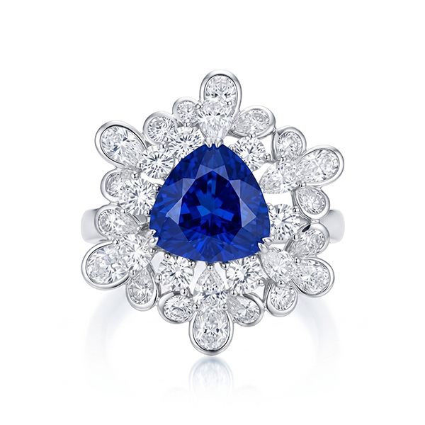 Snowflake Floral Lab Sapphire Statement Ring 1 Snowflake Floral Lab Sapphire Statement Ring 1