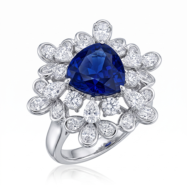 Snowflake Floral Lab Sapphire Statement Ring 2 Snowflake Floral Lab Sapphire Statement Ring 2