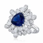 Snowflake Floral Lab Sapphire Statement Ring 3