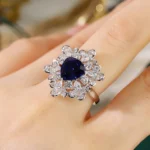Snowflake Floral Lab Sapphire Statement Ring thumbnail