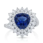 Trilliant Cut Ring Lab Grown Sapphire 10K 1