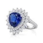 Trilliant Cut Ring Lab Grown Sapphire 10K 2