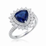 Trilliant Cut Ring Lab Grown Sapphire 10K 3