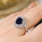 Trilliant Cut Ring Lab Grown Sapphire 10K 4
