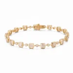 asscher cut diamond tennis bracelet 14k yellow gold 1