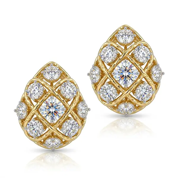 gold lattice earrings 14k teardrop 1