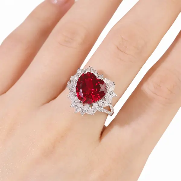 heart cut lab grown ruby ring 3 heart cut lab grown ruby ring 3