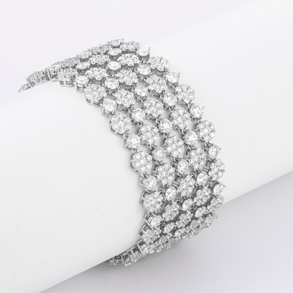 lab diamond flower cluster bracelet 1