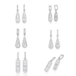 lab diamond geometric earrings lever back 1