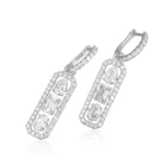 lab diamond geometric earrings lever back 7