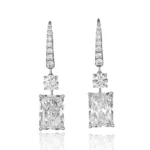 lab diamond lever back drop earrings radiant 3ct