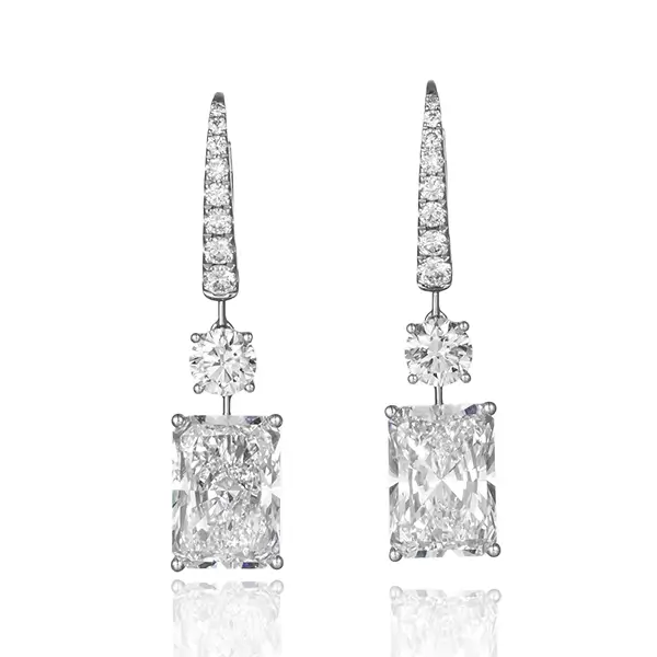 lab diamond lever back drop earrings radiant 3ct lab diamond lever back drop earrings radiant 3ct