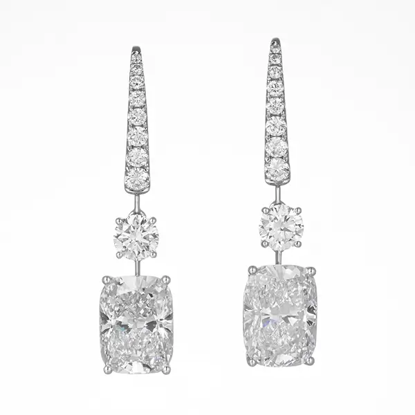 lab diamond lever back drop earrings radiant 4ct lab diamond lever back drop earrings radiant 4ct