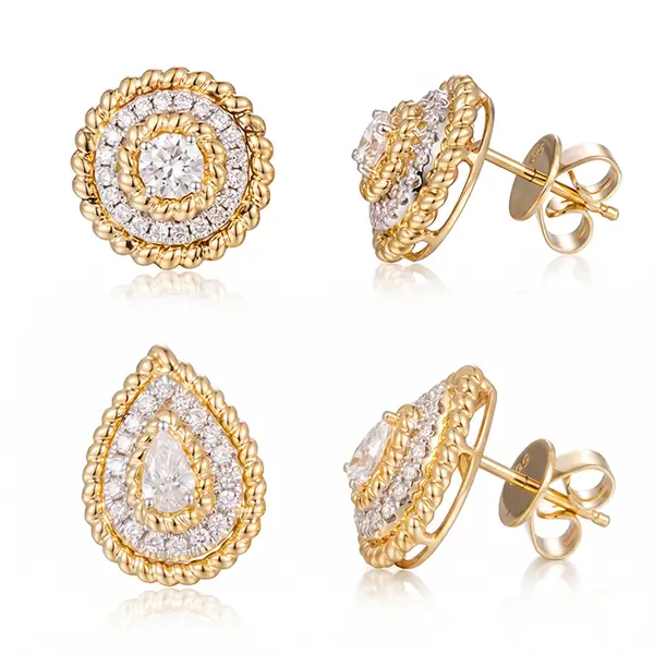 lab diamond multi halo stud earrings 1 lab diamond multi halo stud earrings 1