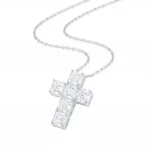 lab grown diamond cross necklace white gold​ asscher 2