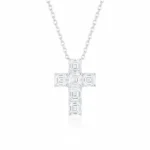 lab grown diamond cross necklace white gold​ asscher 3