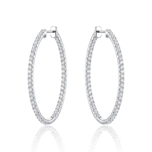 lab grown diamond hoop earrings white gold 1 lab grown diamond hoop earrings white gold 1