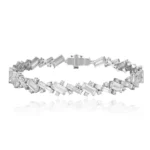 tilted emerald lab diamond bracelet 1
