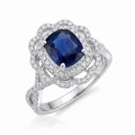 vintage blue lab grown sapphire ring 3ct 3