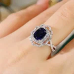 vintage blue lab grown sapphire ring 3ct 4