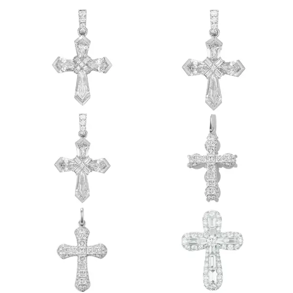 vintage lab diamond cross pendant 1