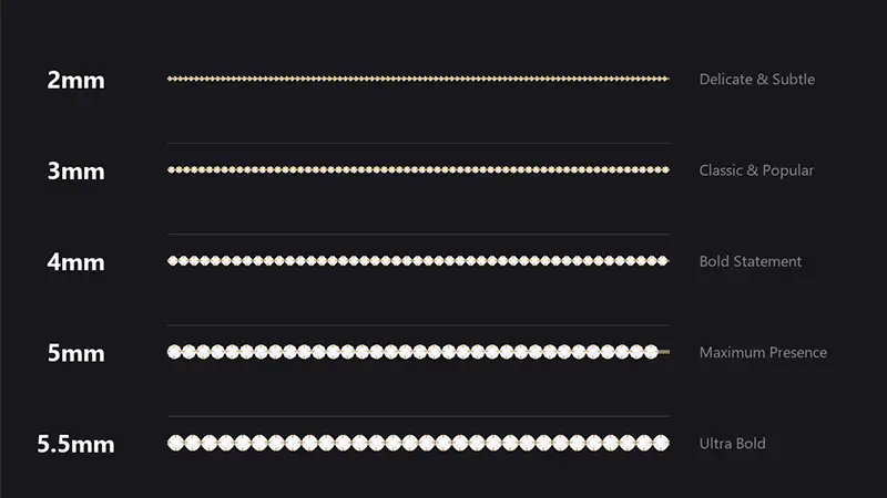 tennis chain width guide