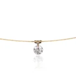 18K Gold Wire Collar Necklace Solitaire 1