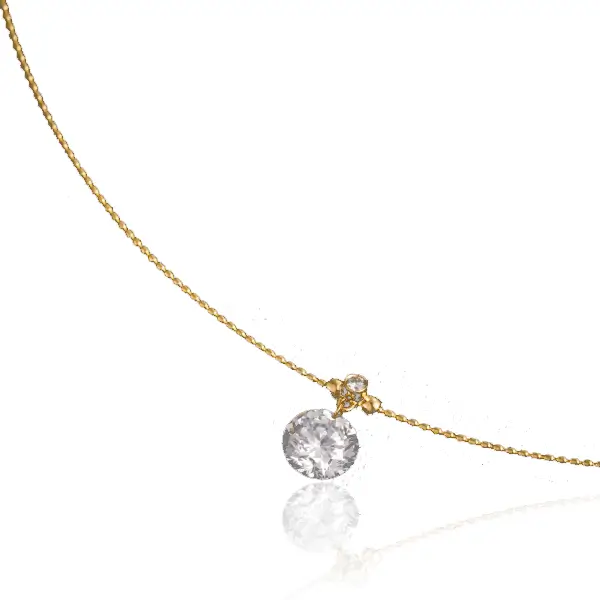 18K Gold Wire Collar Necklace Solitaire 3 18K Gold Wire Collar Necklace Solitaire 3