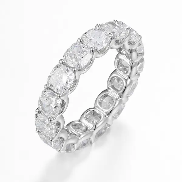 Cushion Cut Eternity Band Lab Grown 14k