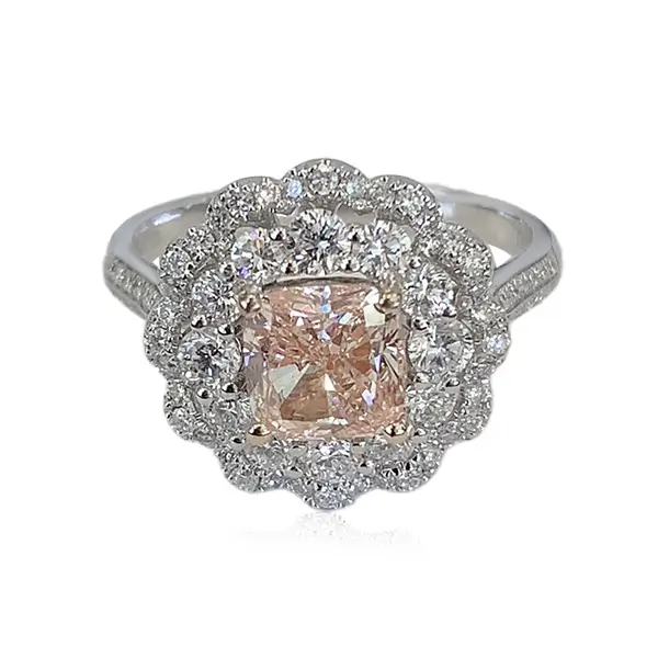 Double Halo Cushion Engagement Ring 18K