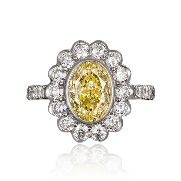 Fancy Yellow Oval Lab Diamond Ring 1 Fancy Yellow Oval Lab Diamond Ring 1