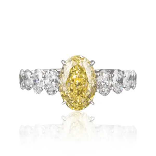 Fancy Yellow Oval Lab Diamond Ring 3 Fancy Yellow Oval Lab Diamond Ring 3