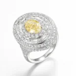 Halo Lab Grown Yellow Diamond Ring Concentric 1