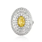 Halo Lab Grown Yellow Diamond Ring Concentric thumbnail