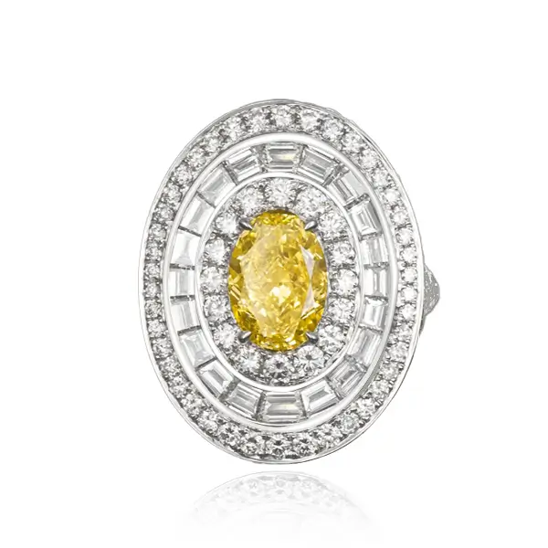 Halo Lab Grown Yellow Diamond Ring Concentric Halo Lab Grown Yellow Diamond Ring Concentric