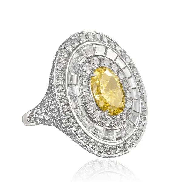 Halo Lab Grown Yellow Diamond Ring Concentric Halo Lab Grown Yellow Diamond Ring Concentric