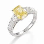 Lab Created Yellow Diamond Ring Radiant Emerald 1