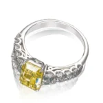 Lab Created Yellow Diamond Ring Radiant Emerald 2