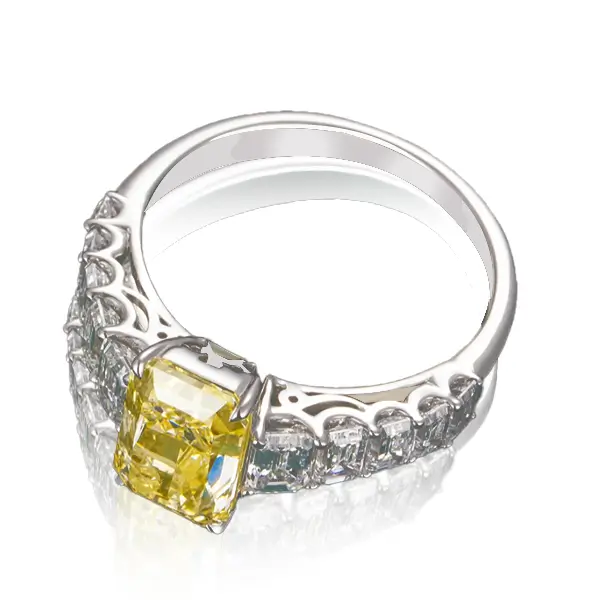 Lab Created Yellow Diamond Ring Radiant Emerald 2 Lab Created Yellow Diamond Ring Radiant Emerald 2