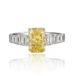 Lab Created Yellow Diamond Ring Radiant Emerald 3