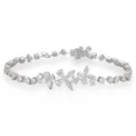 Lab Diamond Flower Bracelet 14k White Gold