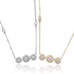 Lab Diamond Three-Stone Necklace​ Halo