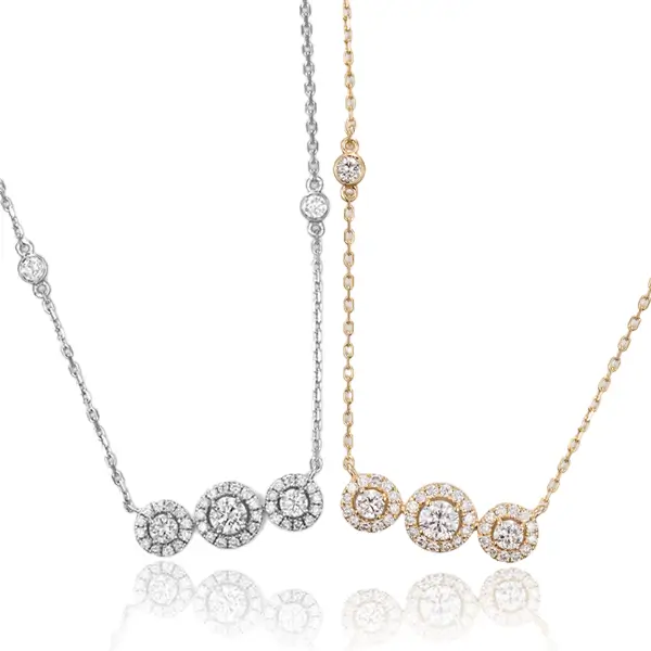 Lab Diamond Three-Stone Necklace​ Halo