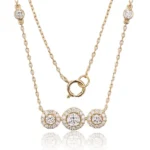 Lab Diamond Three-Stone Necklace​ Halo 2